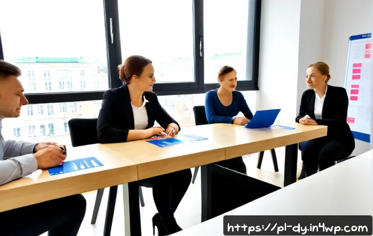 Home 15 고객 이탈 방지 교육과정 설계하기 - Photorealistic training workshop in a modern Warsaw office, diverse Polish customer service team sea...